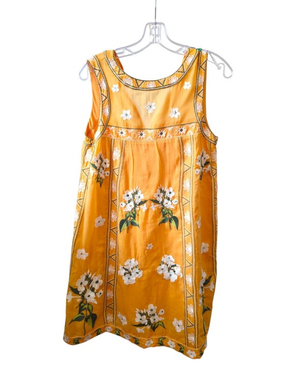 By Anthropologie Dresses & Skirts - Anthropologie Yellow Embroidered Floral Cotton Shift Dress Women's Boho Size 6